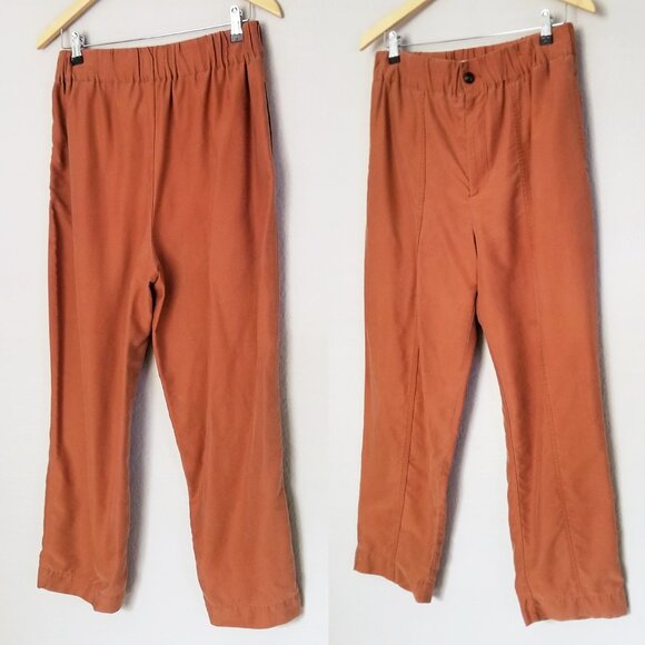 Madewell Tapered Huston Pull-On Crop Pants M Burnt Clay Lyocell Blend Comfy $85 - Picture 14 of 15